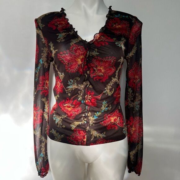 Express Y2K Floral Mesh Long sleeve top - Picture 6 of 10